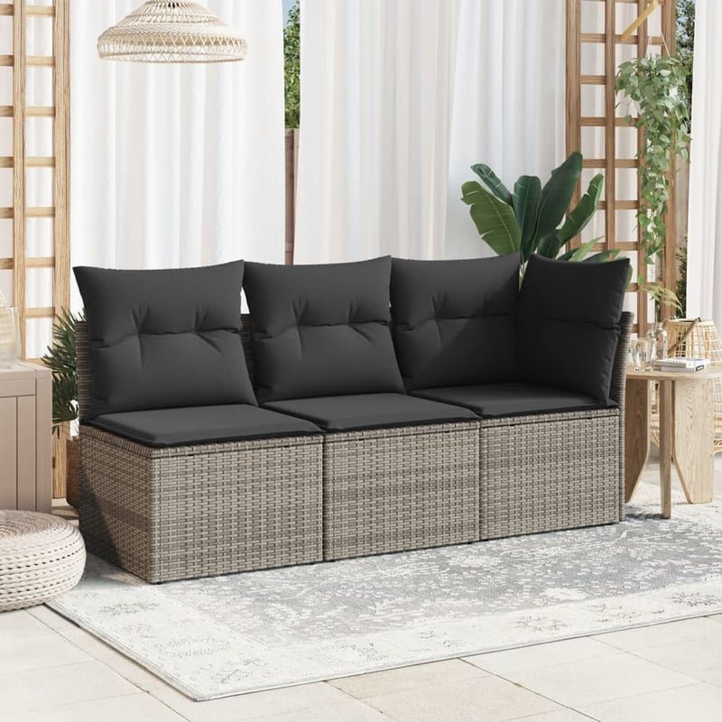 vidaXL szürke polyrattan kerti kanapé párnával