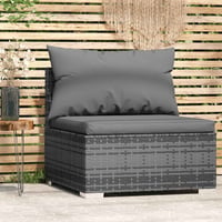 vidaXL szürke polyrattan kerti középső kanapé párnákkal 2