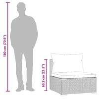 vidaXL szürke polyrattan kerti középső kanapé párnákkal 8