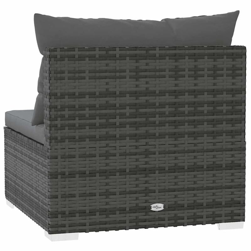 vidaXL szürke polyrattan kerti középső kanapé párnákkal