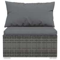 vidaXL szürke polyrattan kerti középső kanapé párnákkal 4