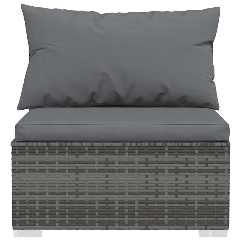 vidaXL szürke polyrattan kerti középső kanapé párnákkal