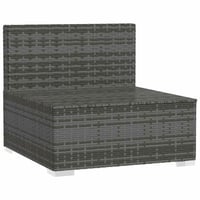 vidaXL szürke polyrattan kerti középső kanapé párnákkal 3