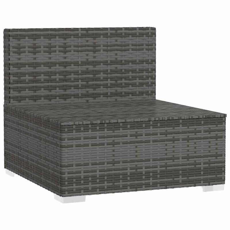 vidaXL szürke polyrattan kerti középső kanapé párnákkal