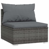 vidaXL szürke polyrattan kerti középső kanapé párnákkal 1