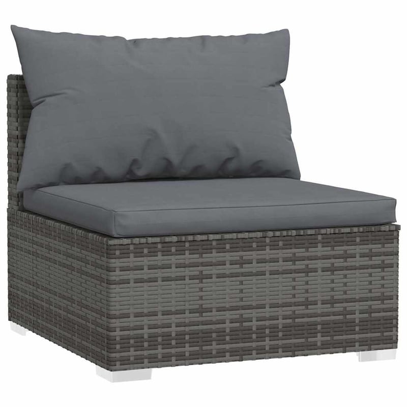 vidaXL szürke polyrattan kerti középső kanapé párnákkal