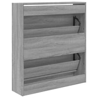 vidaXL cipőszekrény szürke sonoma színű szerelt fa 80x21x87,5 cm tárolóbútor előszobába 6