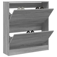 vidaXL cipőszekrény szürke sonoma színű szerelt fa 80x21x87,5 cm tárolóbútor előszobába 2