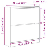 vidaXL cipőszekrény szürke sonoma színű szerelt fa 80x21x87,5 cm tárolóbútor előszobába 9