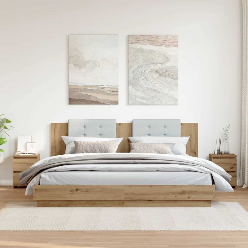 vidaXL Tölgy Éjjeliszekrény 30x30x40 cm - 2 db Szerelt Fa