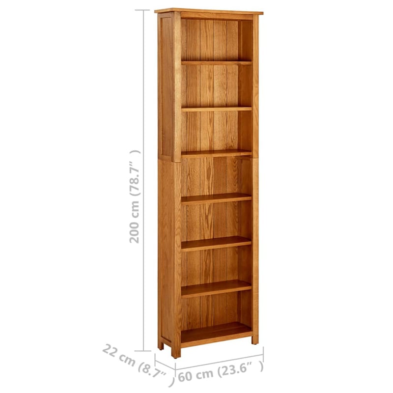 vidaXL Tölgy Könyvszekrény 7 Polcos 60x22x200 cm Masszív Fa
