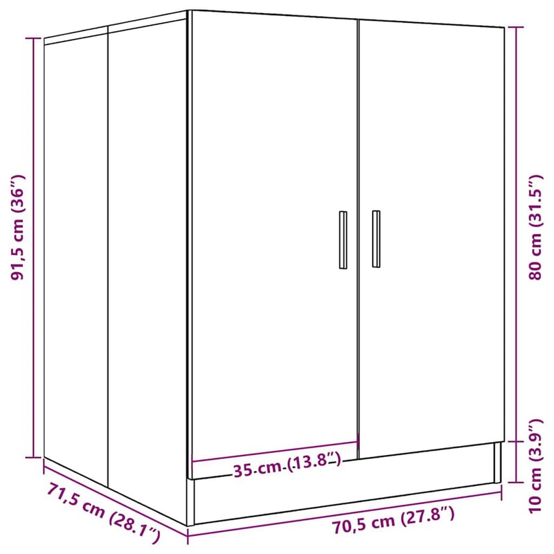 vidaXL Tölgy Mosógépszekrény 70,5x71,5x91,5 cm Kézműves Stílus