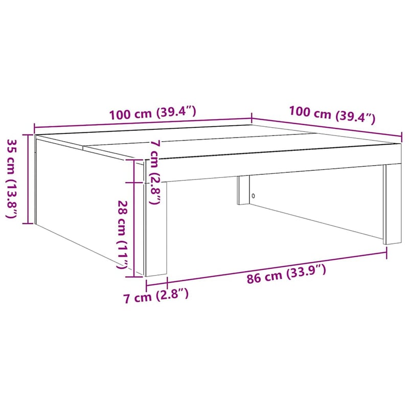 vidaXL Tölgy Szerelt Fa Dohányzóasztal 100x100x35cm