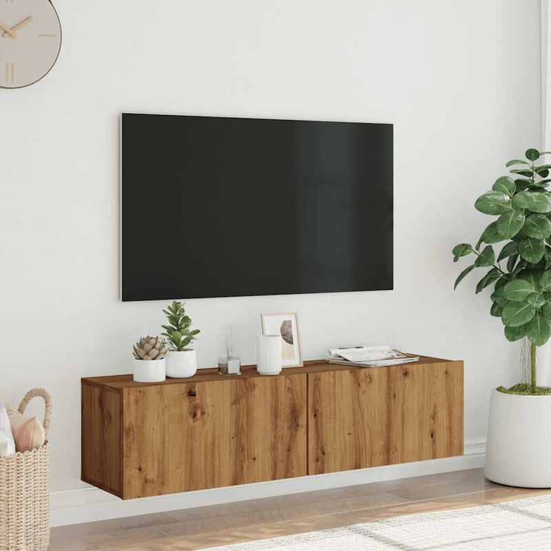 vidaXL Tölgy Színű Fa Fali TV-szekrény 120x30x30 cm