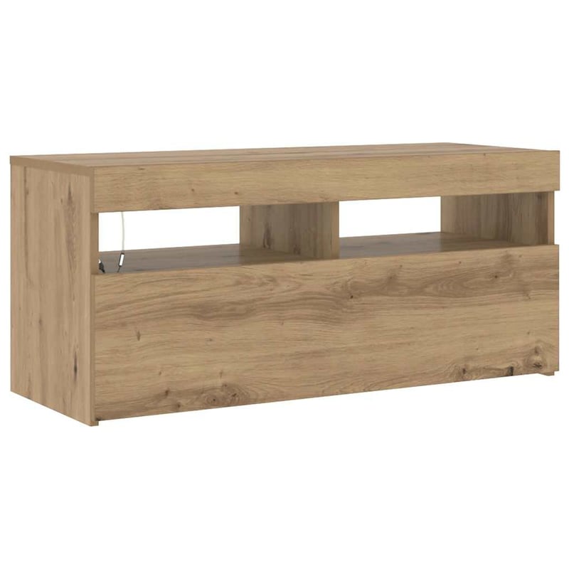 vidaXL Tölgy TV-szekrény LED világítással 90x35x40 cm