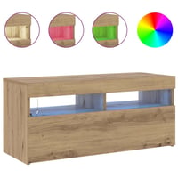 vidaXL Tölgy TV-szekrény LED világítással 90x35x40 cm 4