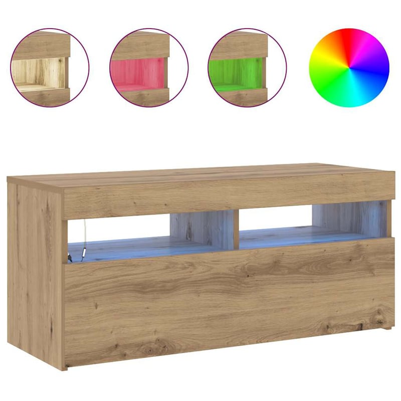 vidaXL Tölgy TV-szekrény LED világítással 90x35x40 cm