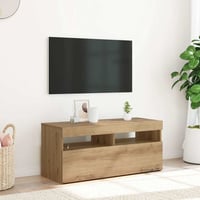 vidaXL Tölgy TV-szekrény LED világítással 90x35x40 cm 1