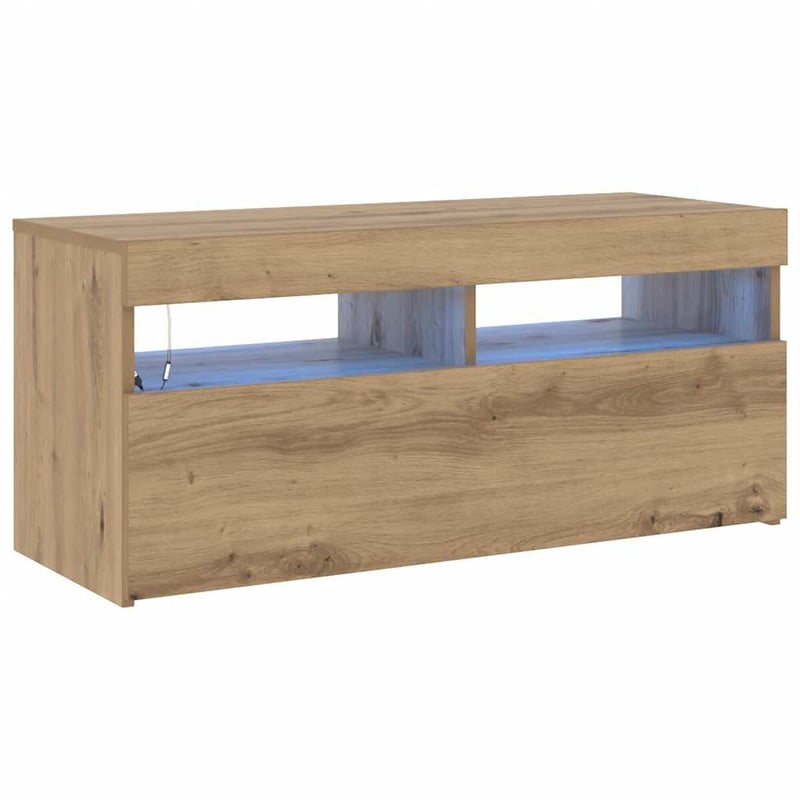 vidaXL Tölgy TV-szekrény LED világítással 90x35x40 cm