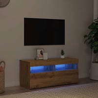 vidaXL Tölgy TV-szekrény LED világítással 90x35x40 cm 5