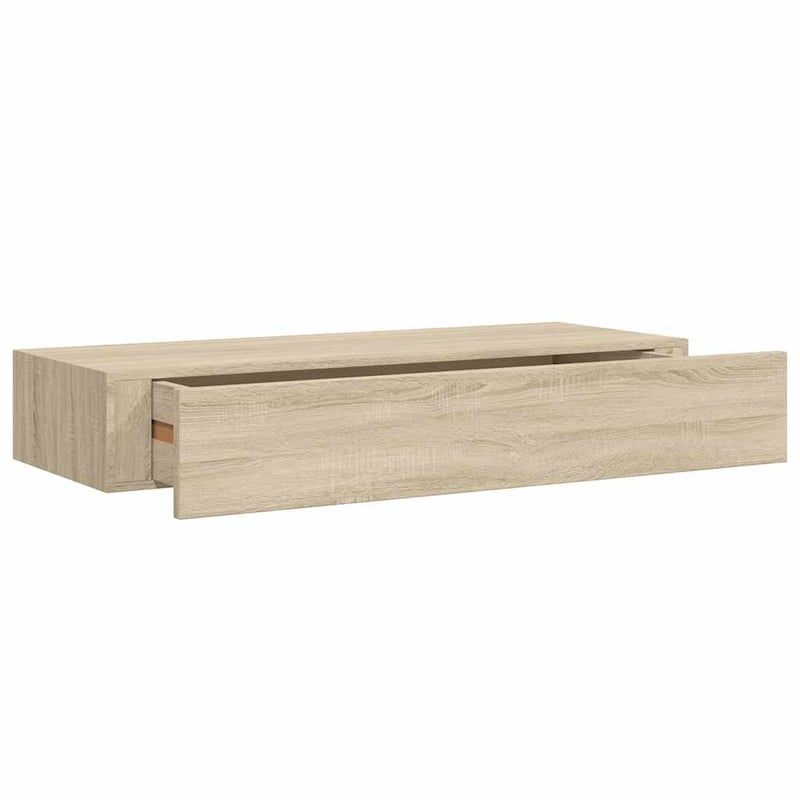 vidaXL tölgyszínű MDF falra szerelhető fiókos polc 60x23,5x10 cm