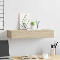 vidaXL tölgyszínű MDF falra szerelhető fiókos polc 60x23,5x10 cm 3