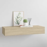 vidaXL tölgyszínű MDF falra szerelhető fiókos polc 60x23,5x10 cm 2