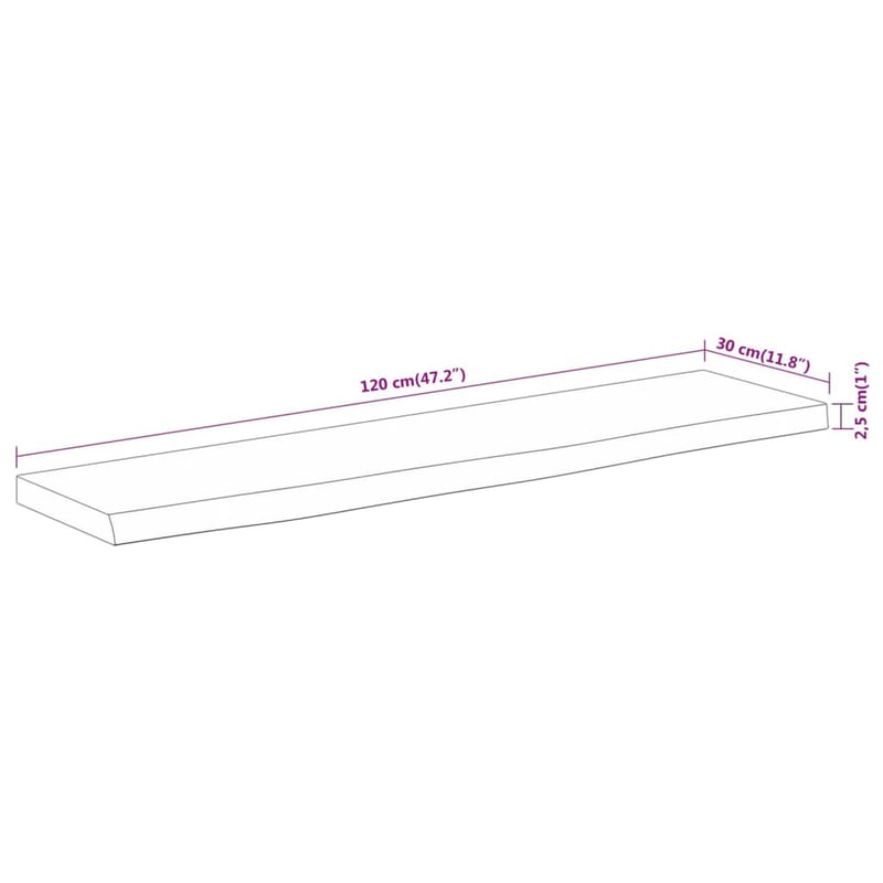 vidaXL tömör akácfa fali polc 120x30 cm téglalap alakú