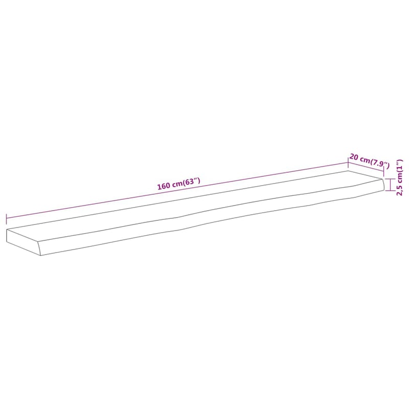 vidaXL tömör akácfa fali polc 160x20 cm téglalap alakú
