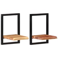vidaXL Tömör akácfa falipolc acél tartóval 25x25x35 cm 2 db 9
