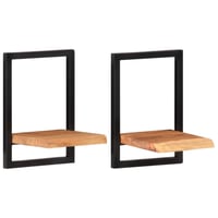 vidaXL Tömör akácfa falipolc acél tartóval 25x25x35 cm 2 db 10