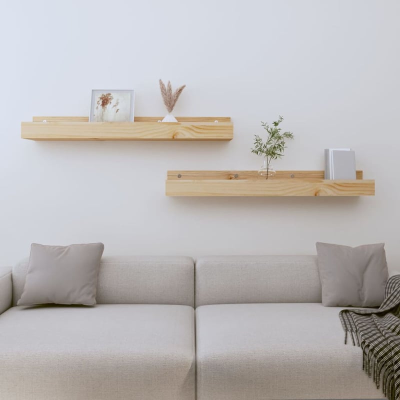 vidaXL Tömör fenyőfa fali polc szett 80x12x9 cm 2 darab