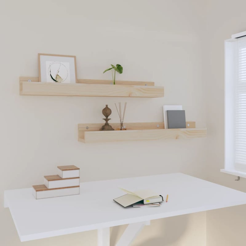 vidaXL Tömör fenyőfa fali polc szett 80x12x9 cm 2 darab