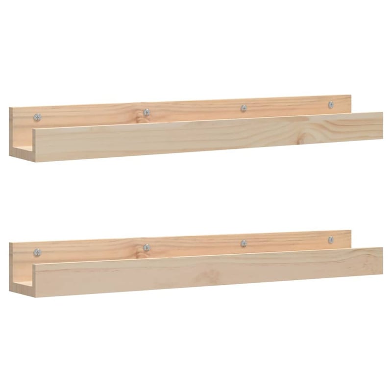 vidaXL Tömör fenyőfa fali polc szett 80x12x9 cm 2 darab
