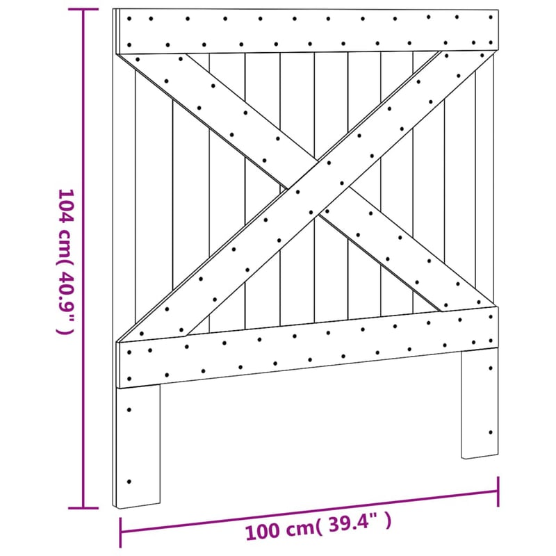vidaXL tömör fenyőfa fejtámla 100x104 cm ágy
