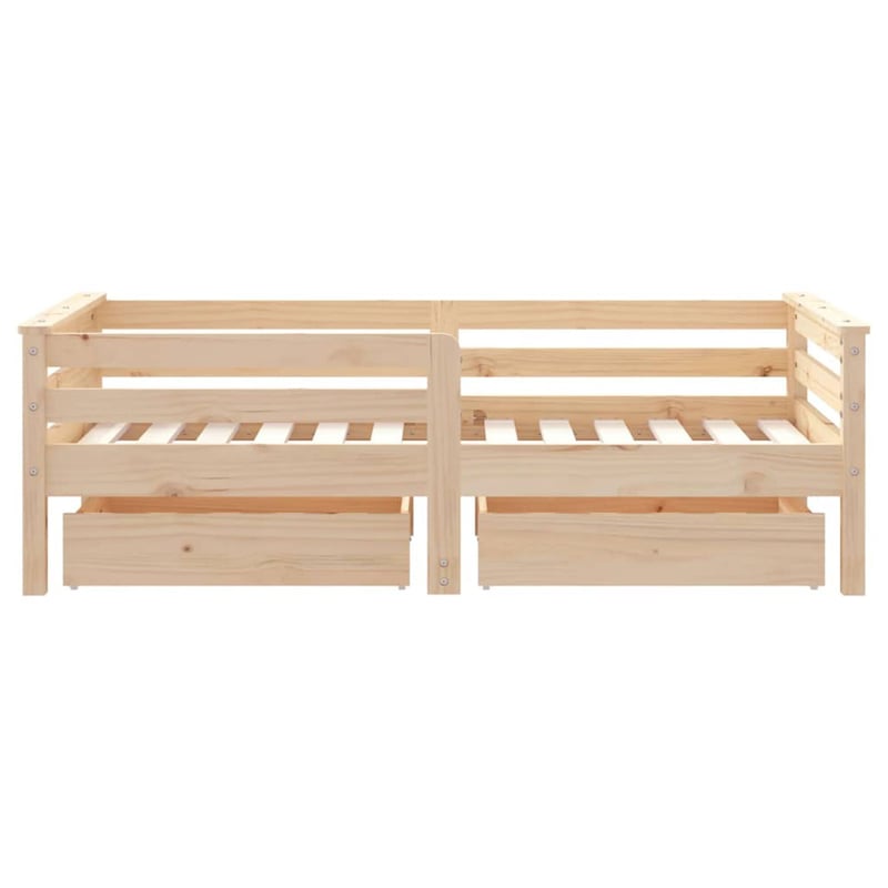 vidaXL tömör fenyőfa gyerekágykeret fiókokkal 70x140 cm
