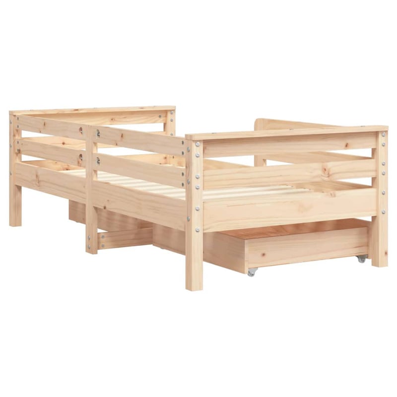 vidaXL tömör fenyőfa gyerekágykeret fiókokkal 70x140 cm