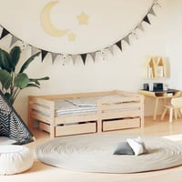 vidaXL tömör fenyőfa gyerekágykeret fiókokkal 70x140 cm 2