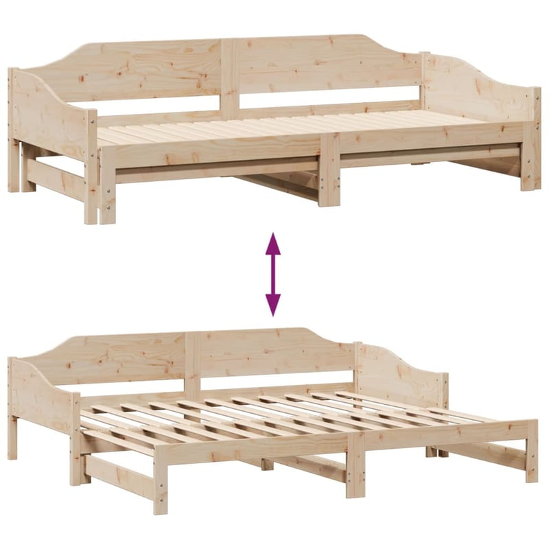 vidaXL tömör fenyőfa kihúzható kanapéágy 90x200 cm