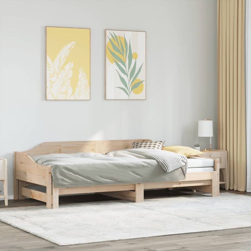vidaXL tömör fenyőfa kihúzható kanapéágy 90x200 cm
