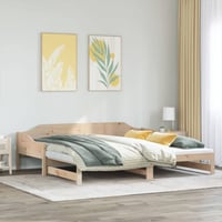 vidaXL tömör fenyőfa kihúzható kanapéágy 90x200 cm 4