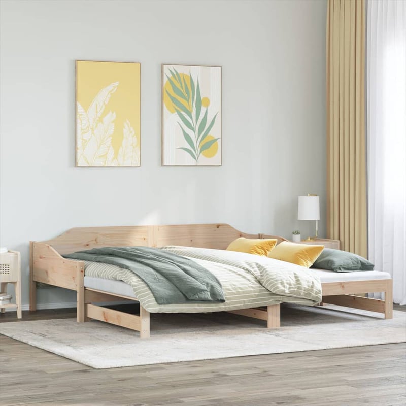 vidaXL tömör fenyőfa kihúzható kanapéágy 90x200 cm