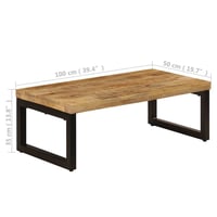 Măsuță de cafea vidaXL din lemn masiv de mango și oțel, 100x50x35 cm, cu aspect natural, masă laterală în stil industrial pentru sufragerie 9