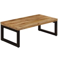 Măsuță de cafea vidaXL din lemn masiv de mango și oțel, 100x50x35 cm, cu aspect natural, masă laterală în stil industrial pentru sufragerie 13