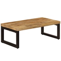 Măsuță de cafea vidaXL din lemn masiv de mango și oțel, 100x50x35 cm, cu aspect natural, masă laterală în stil industrial pentru sufragerie 1