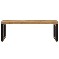 Măsuță de cafea vidaXL din lemn masiv de mango și oțel, 100x50x35 cm, cu aspect natural, masă laterală în stil industrial pentru sufragerie 3