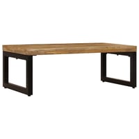 Măsuță de cafea vidaXL din lemn masiv de mango și oțel, 100x50x35 cm, cu aspect natural, masă laterală în stil industrial pentru sufragerie 2