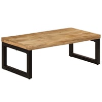 Măsuță de cafea vidaXL din lemn masiv de mango și oțel, 100x50x35 cm, cu aspect natural, masă laterală în stil industrial pentru sufragerie 11