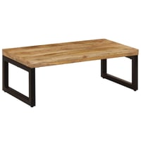 Măsuță de cafea vidaXL din lemn masiv de mango și oțel, 100x50x35 cm, cu aspect natural, masă laterală în stil industrial pentru sufragerie 14