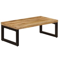 Măsuță de cafea vidaXL din lemn masiv de mango și oțel, 100x50x35 cm, cu aspect natural, masă laterală în stil industrial pentru sufragerie 12